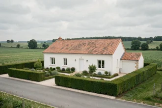 Maison individuelle neuve avec jardin aménagé dans la Vienne, représentant le marché de la construction résidentielle locale