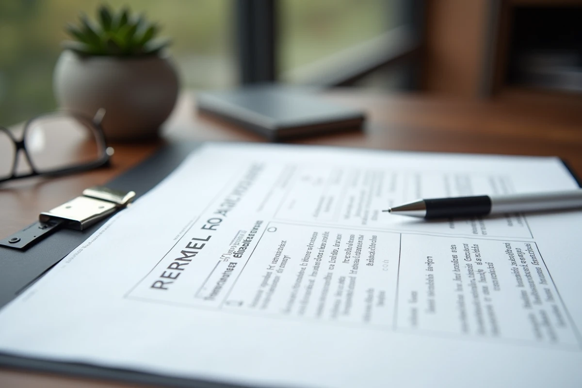 Document ERRIAL état des risques annexé à un contrat de bail signé sur un bureau en bois