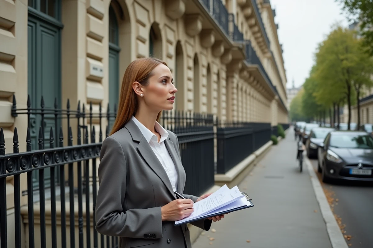 Experte immobilière évaluant la valeur de revente d'un immeuble parisien contenant des appartements T3