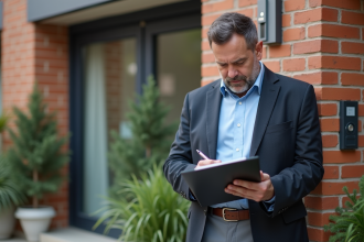 Homme d'âge moyen vérifiant un appartement résidentiel