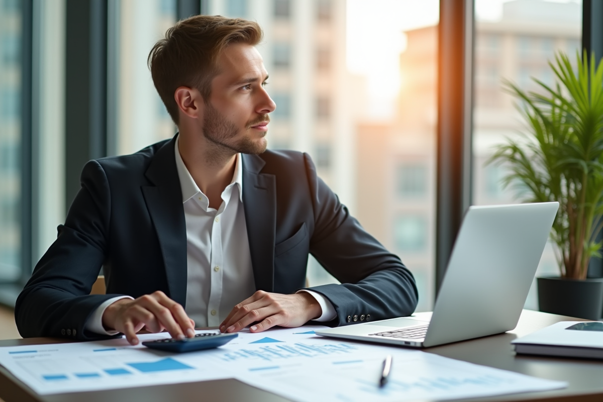Personne confiante au bureau avec documents financiers